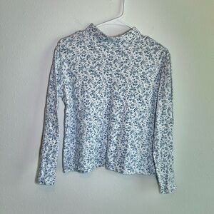 Floral Cottagecore Long Sleeve Top Women’s Sz PM Mock Neck Paisley Cotton Spring